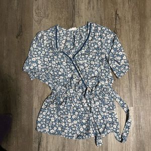Faux Wrap Floral Blouse